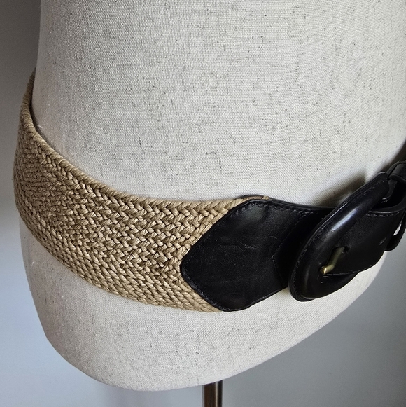 Ralph Lauren, New Woven Brown Leather Buckle Wide Statement Belt Size Small - Picture 4 of 11